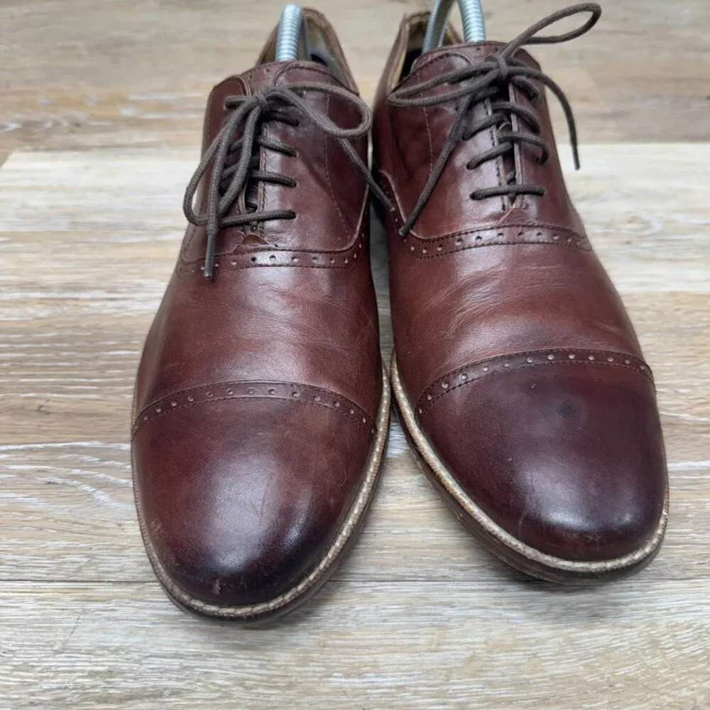 Cole Haan Cambridge Brown Leather Cap Toe Dress Shoes Men's Size 9.5